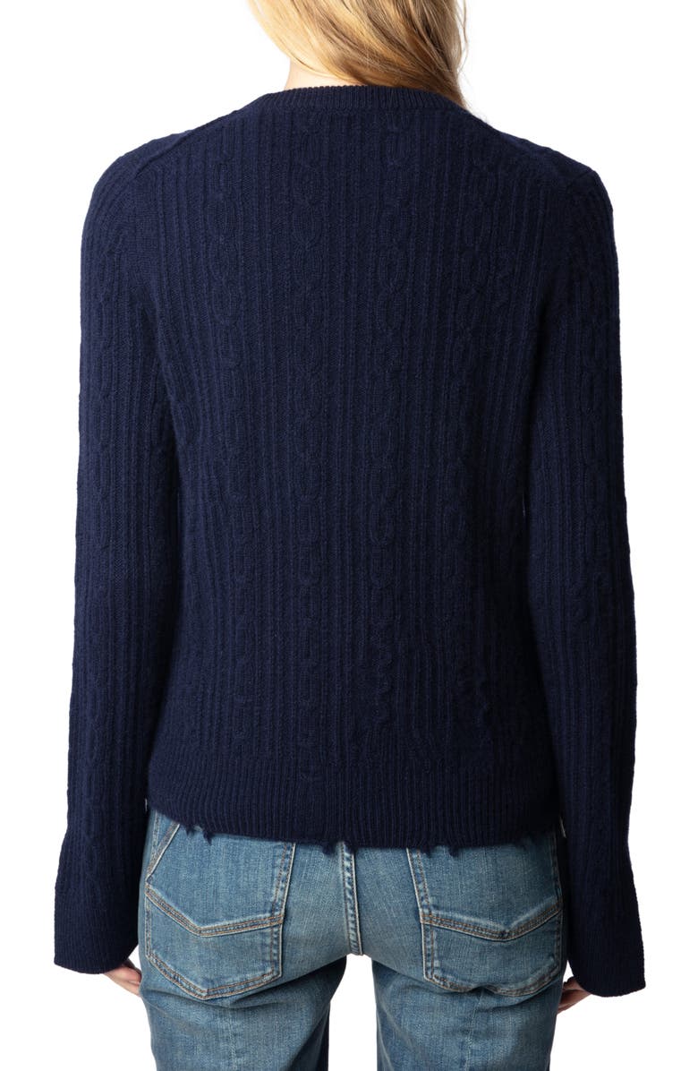 Zadig & Voltaire Jonasson Cable Knit Cashmere Sweater, Alternate, color, 