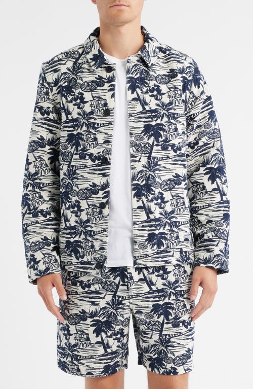 Wax London Iggy Beach Scene Cotton Blend Jacquard Jacket In Multi