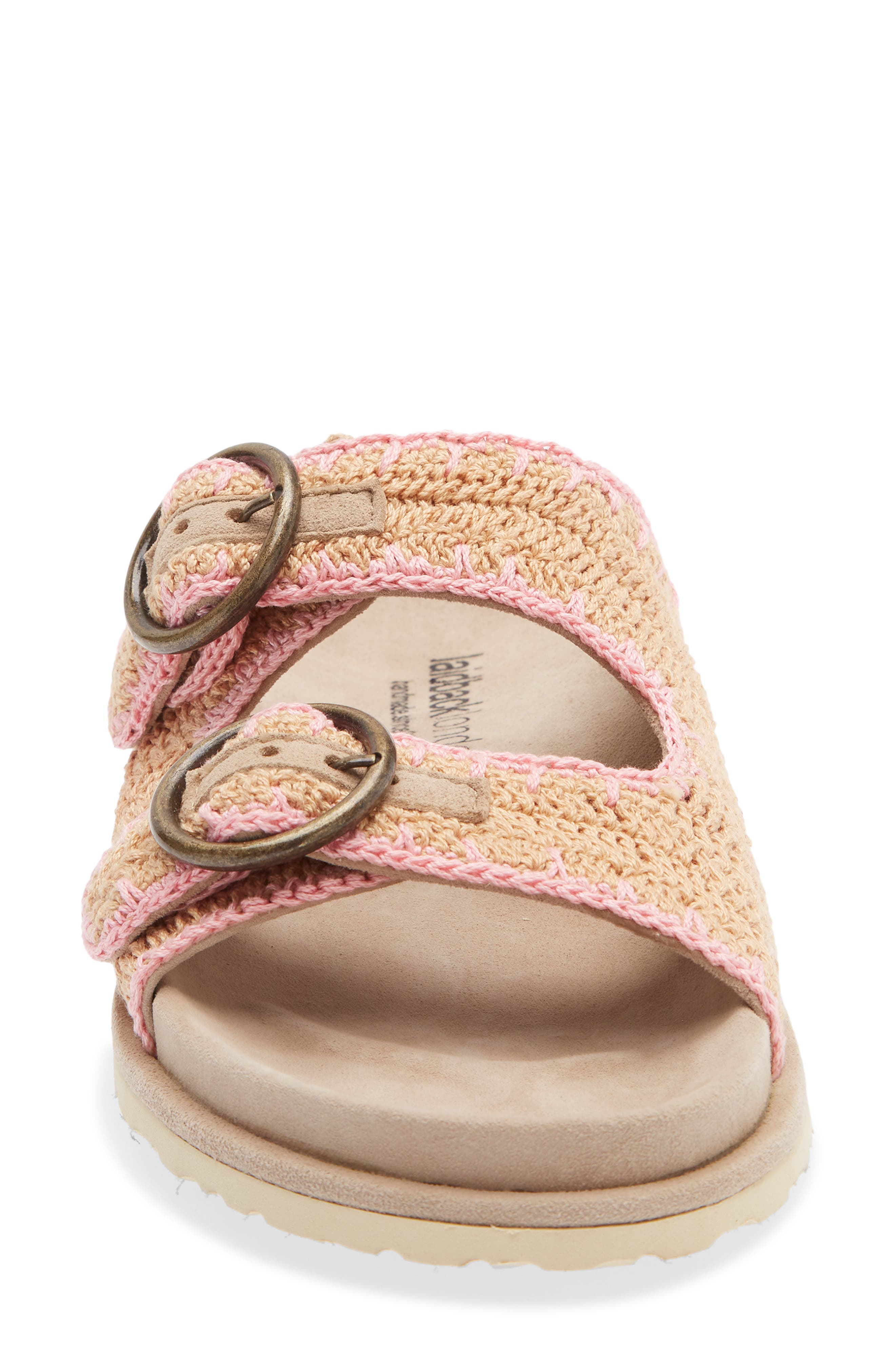 Laidback London Clay Crochet Buckle Strap Slide Sandal, Alternate, color, Beige / Baby Pink