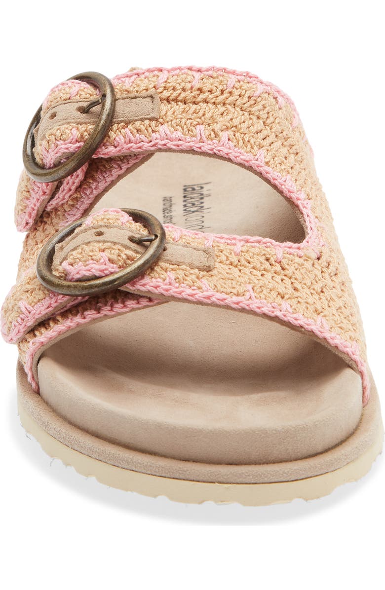 Laidback London Clay Crochet Buckle Strap Slide Sandal, Alternate, color, Beige / Baby Pink