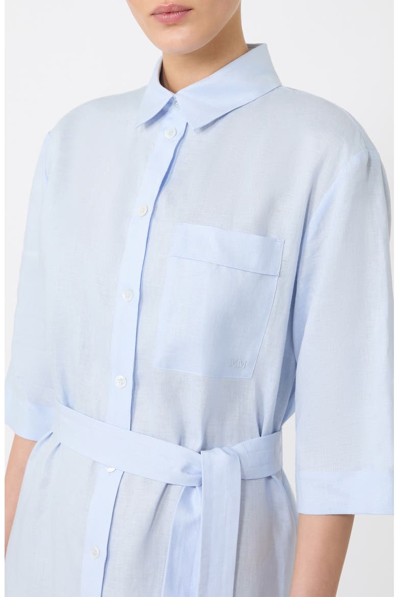 Tabella Belted Linen Shirtdress, Alternate, color, SKY BLUE