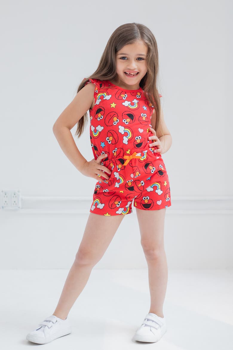 Elmo Sleeveless One Piece Romper, Alternate, color, Elmo Red