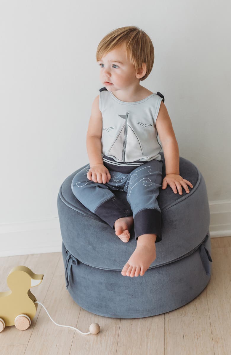 L'ovedbaby Appliqué Organic Cotton Romper, Alternate, color, Sailboat