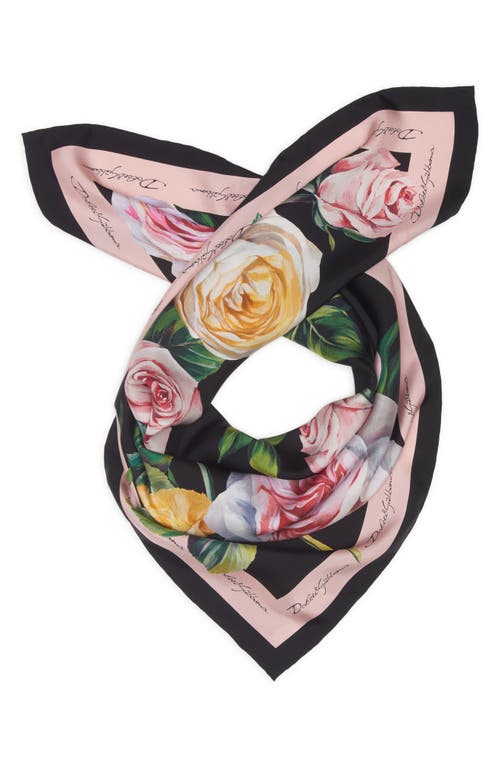 Dolce & Gabbana Dolce&gabbana Floral Silk Square Scarf In Hh5iy Peonie F.nr C/bordo