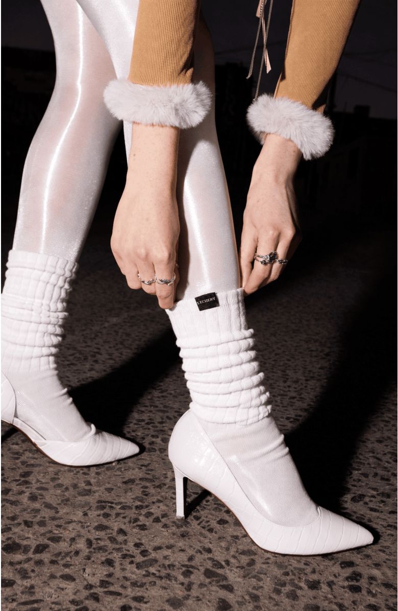LECHERY<sup>®</sup> Gender Inclusive Scrunch Crew Socks, Alternate, color, White