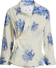 CISSA Embroidered Asymmetric Cotton Button-Up Shirt