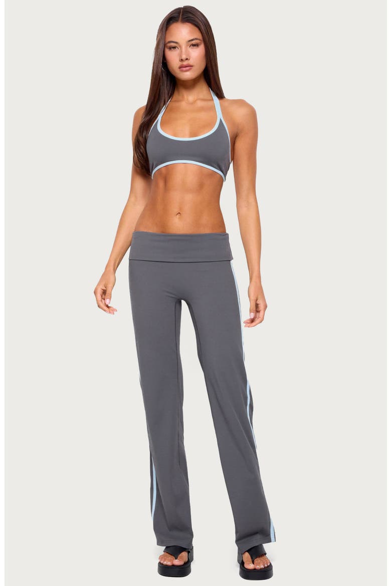 Anica Contrast Trim Halter Bralette, Alternate, color, CHARCOAL