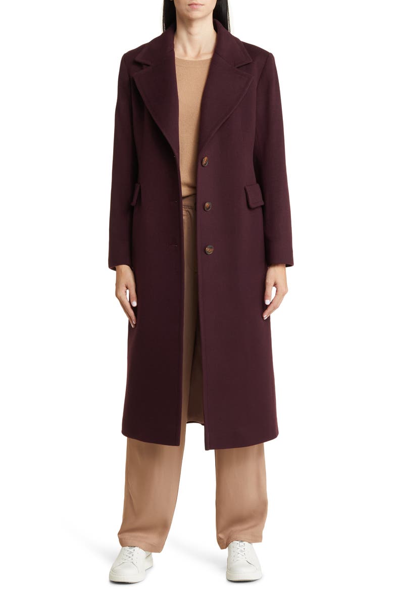 Holland Longline Wool Coat, Alternate, color, BRINJAL