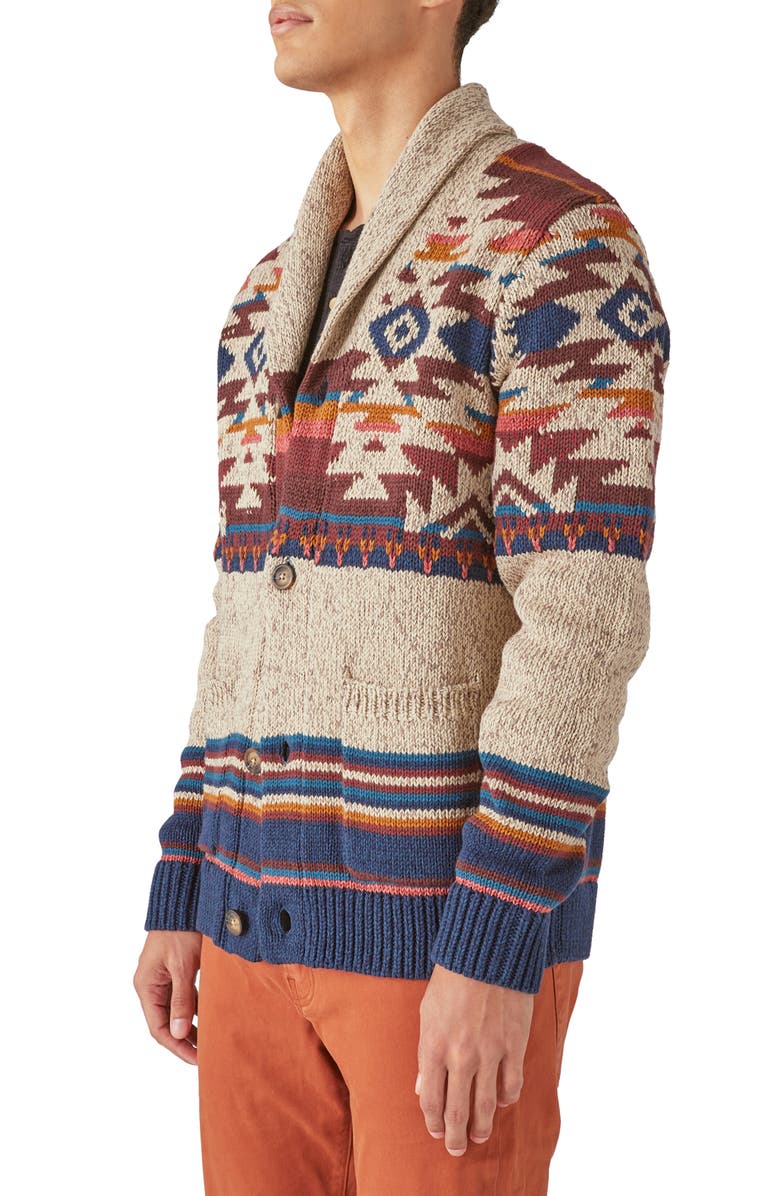 Lucky Brand Southwest Pattern Shawl Collar Cardigan, Alternate, color,