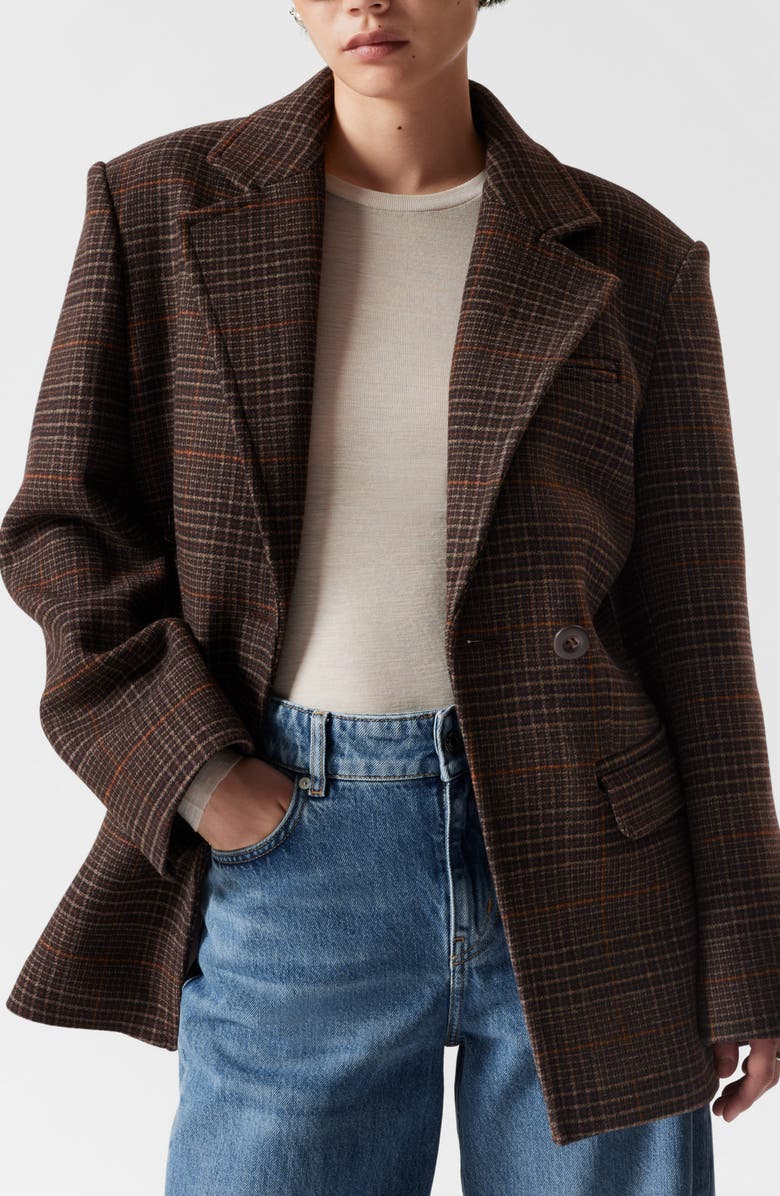 & Other Stories Plaid One-Button Blazer, Main, color, 