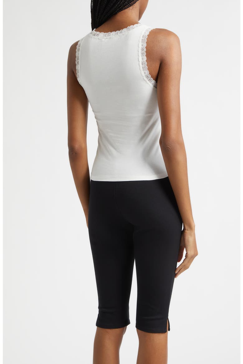 Roberta Lace Trim Cotton Tank, Alternate, color, IVORY