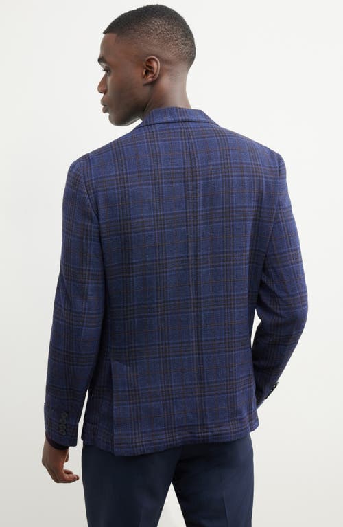 Nordstrom Villa Plaid Knit Wool Blend Sport Coat In Blue
