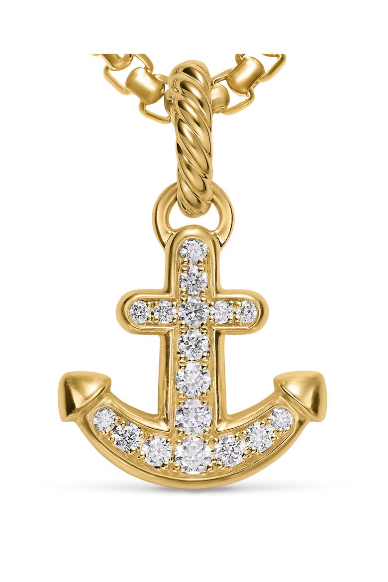 Anchor Amulet in 18K Gold with Diamonds, 14.5mm, Alternate, color, GOLD