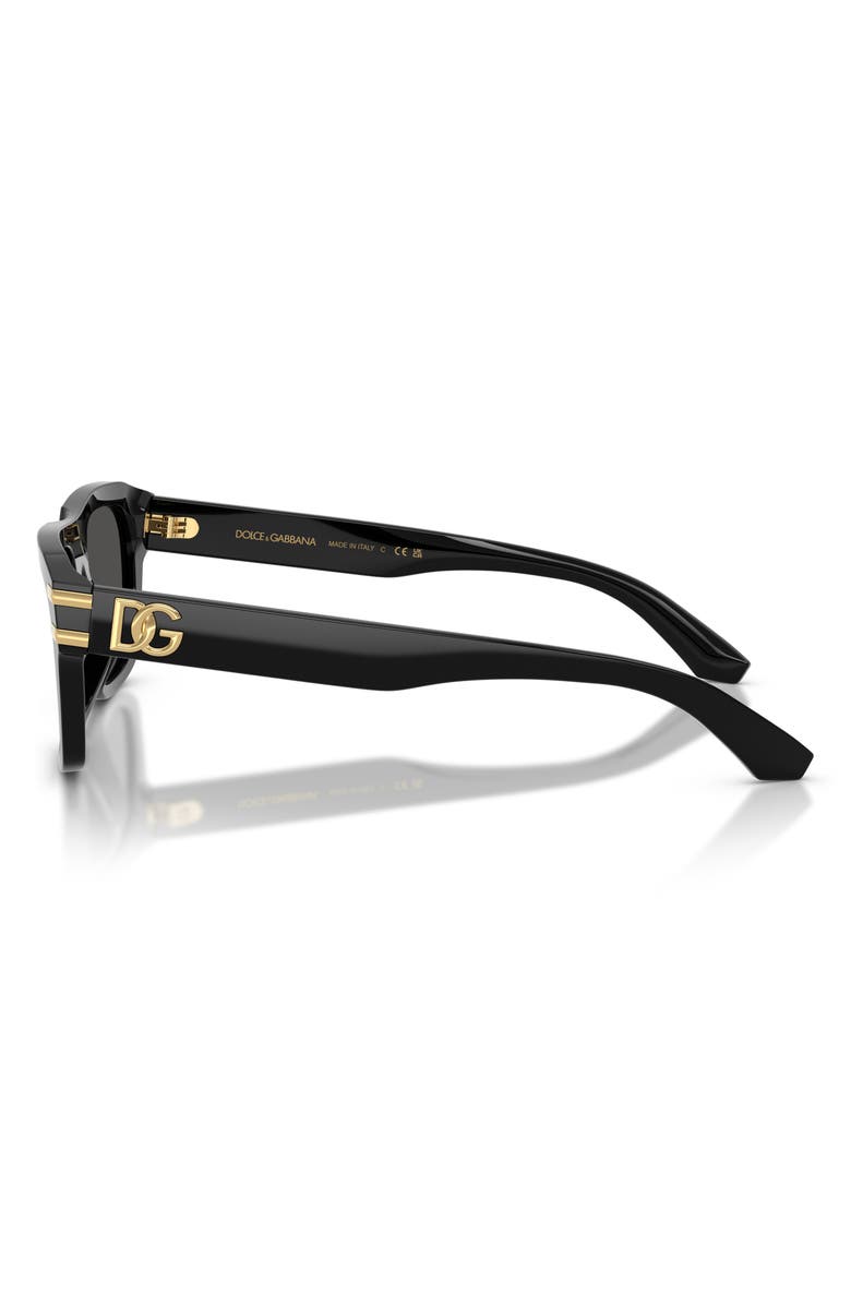 Dolce&Gabbana 54mm Rectangular Sunglasses, Alternate, color, Black / Dark Grey