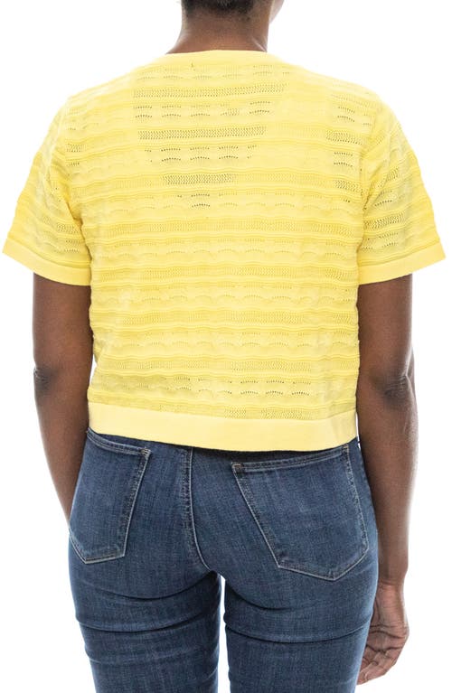 Nina Leonard Pointelle Stitch Short Sleeve Bolero In Yellow