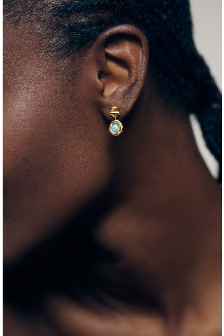 Odyssey Aquamarine Drop Earrings, Alternate, color, 18CT GOLD VERMEIL