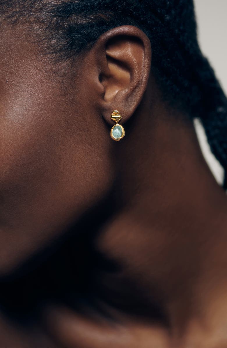 Monica Vinader Odyssey Aquamarine Drop Earrings, Alternate, color, 18Ct Gold Vermeil