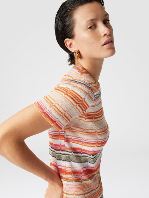 Missoni Metallic Chevron Short-sleeve Mini Dress In Multicoloured