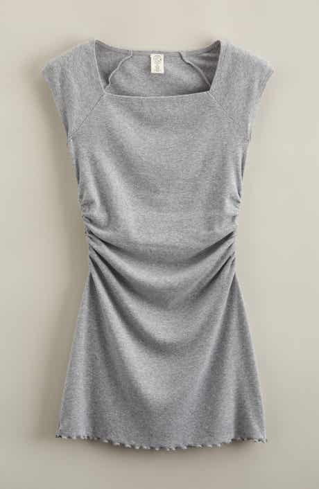 Treasure & Bond Kids' Shirred Cap Sleeve Stretch Cotton Blend Rib Dress