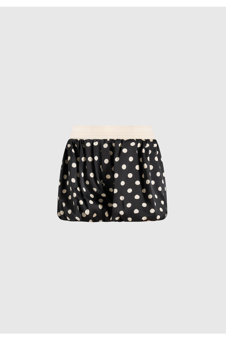 Zoe Satin Polka Dot Balloon Shorts, Alternate, color, Black/White