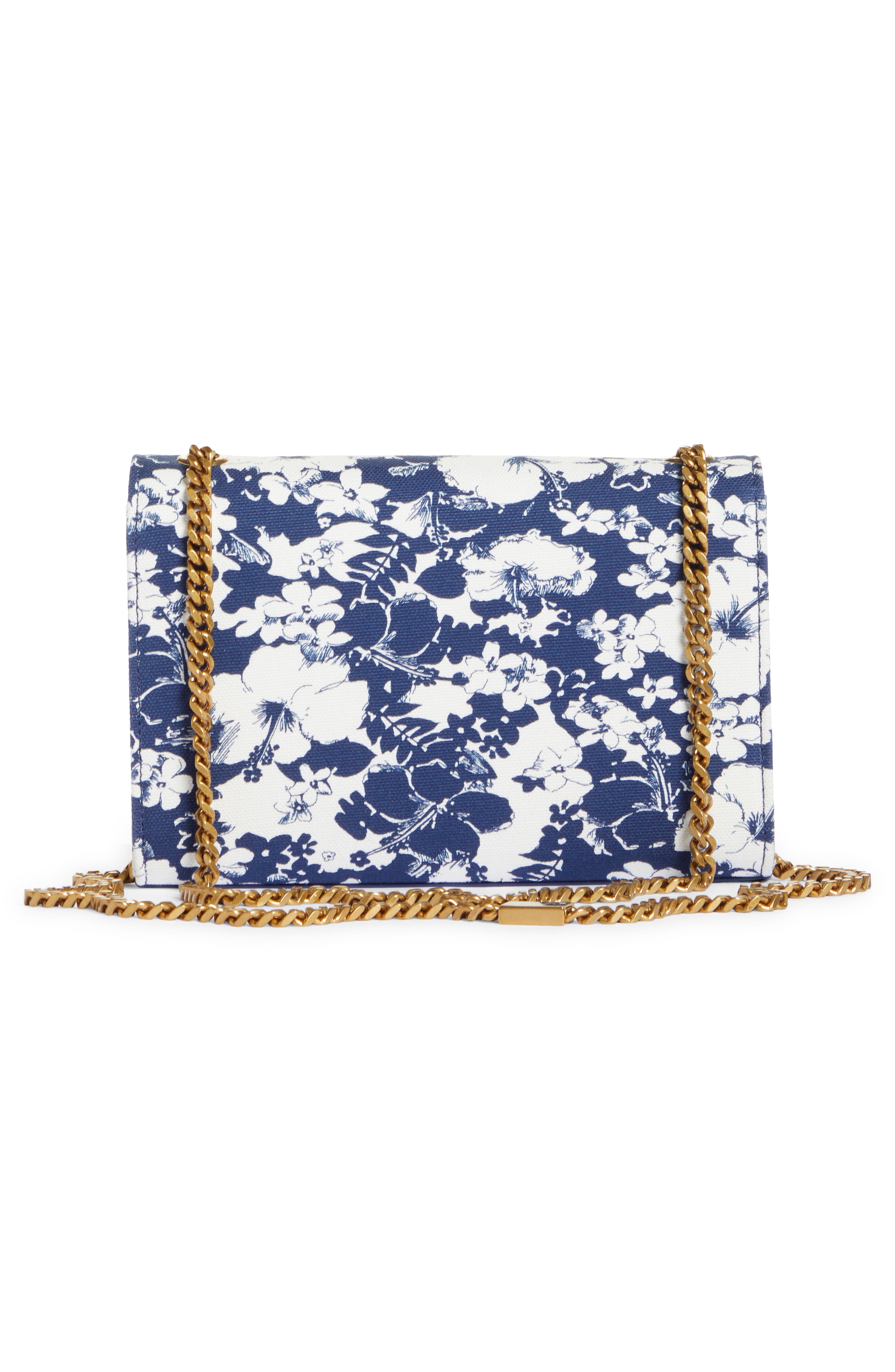 Saint Laurent Small Kate Tropical Floral Print Canvas Crossbody Bag, Alternate, color, 