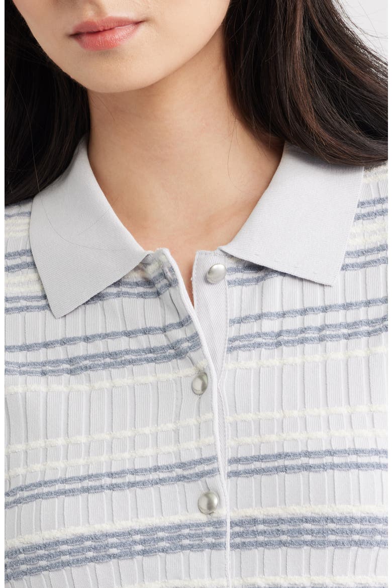 Karina Stripe Short Sleeve Cardigan, Alternate, color, LIGHT BLUE