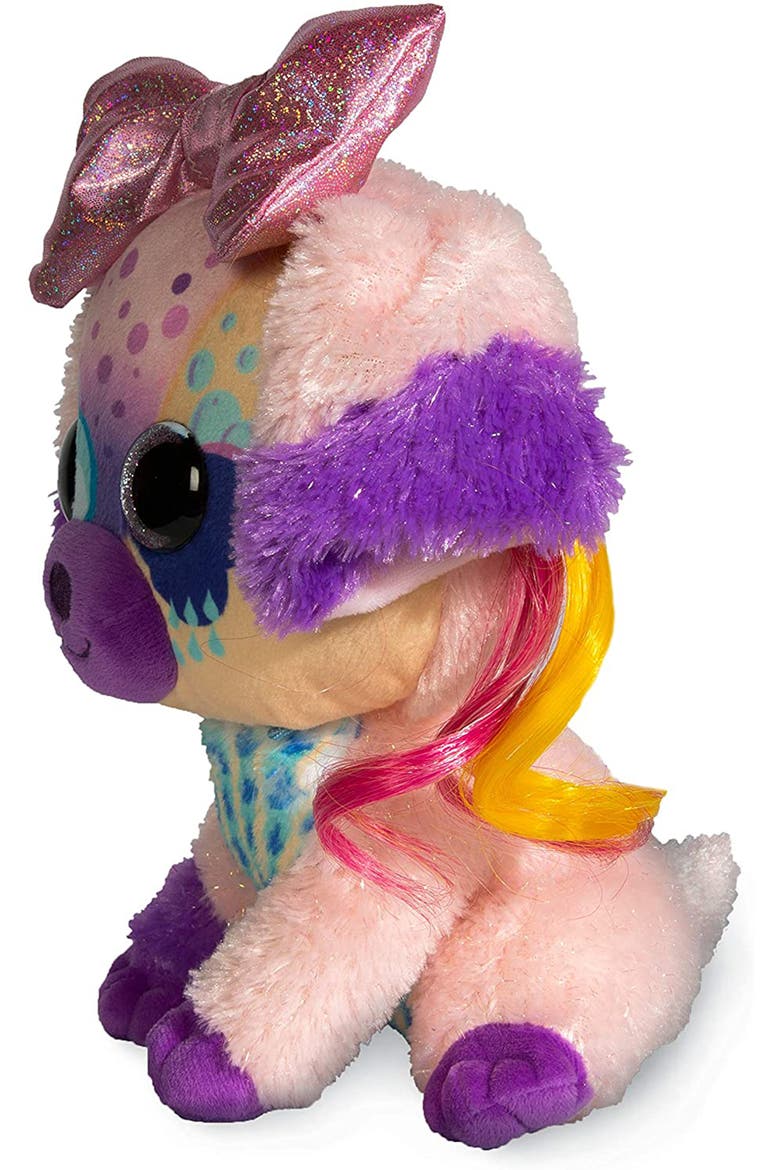 9 Inch Plush Stormy Bow Pet Dog, Alternate, color, Multicolored
