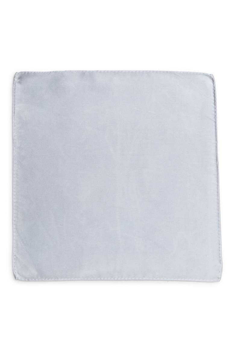 Solid Silk Pocket Square, Alternate, color, PLATINUM