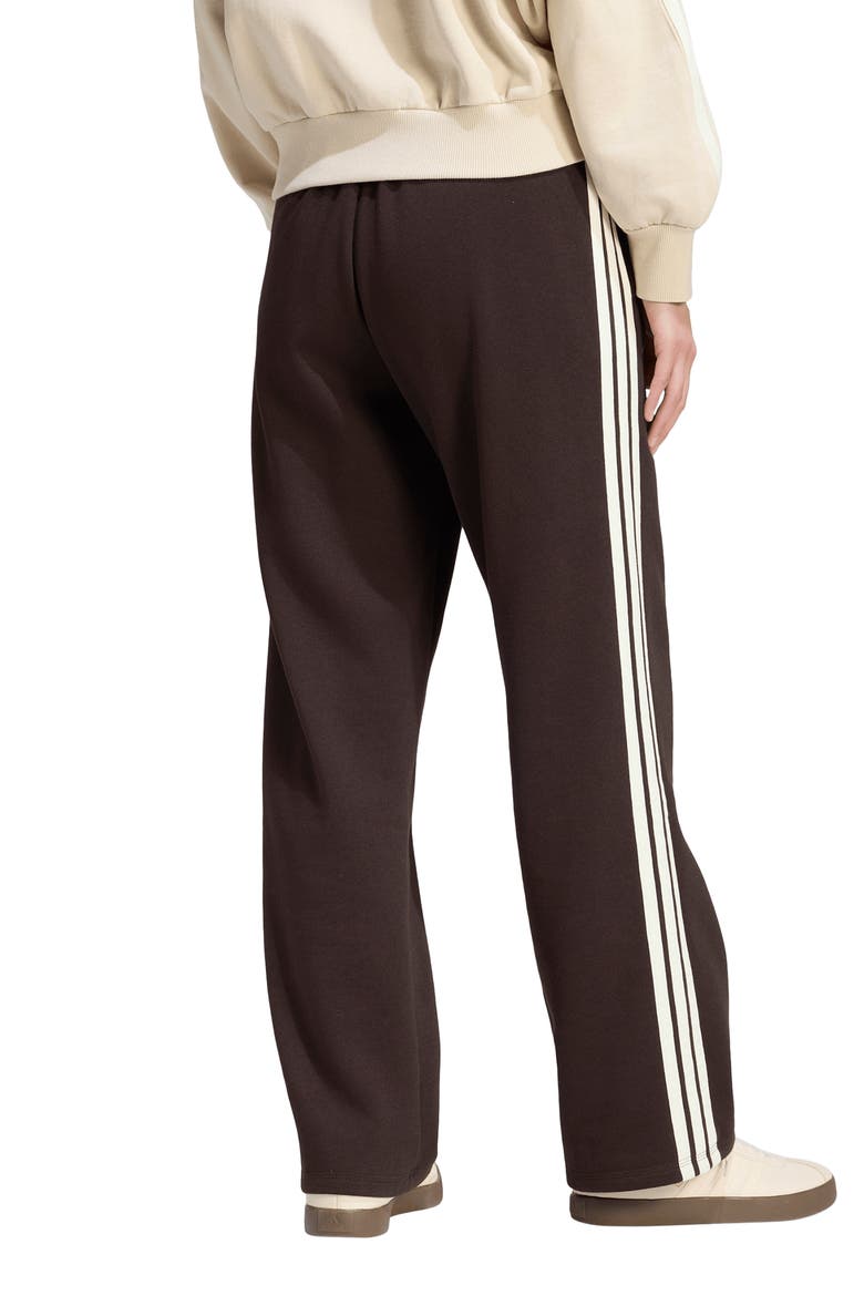 Essentials 3-Stripes Open Hem Fleece Track Pants, Alternate, color, AURORA COFFEE/ IVORY