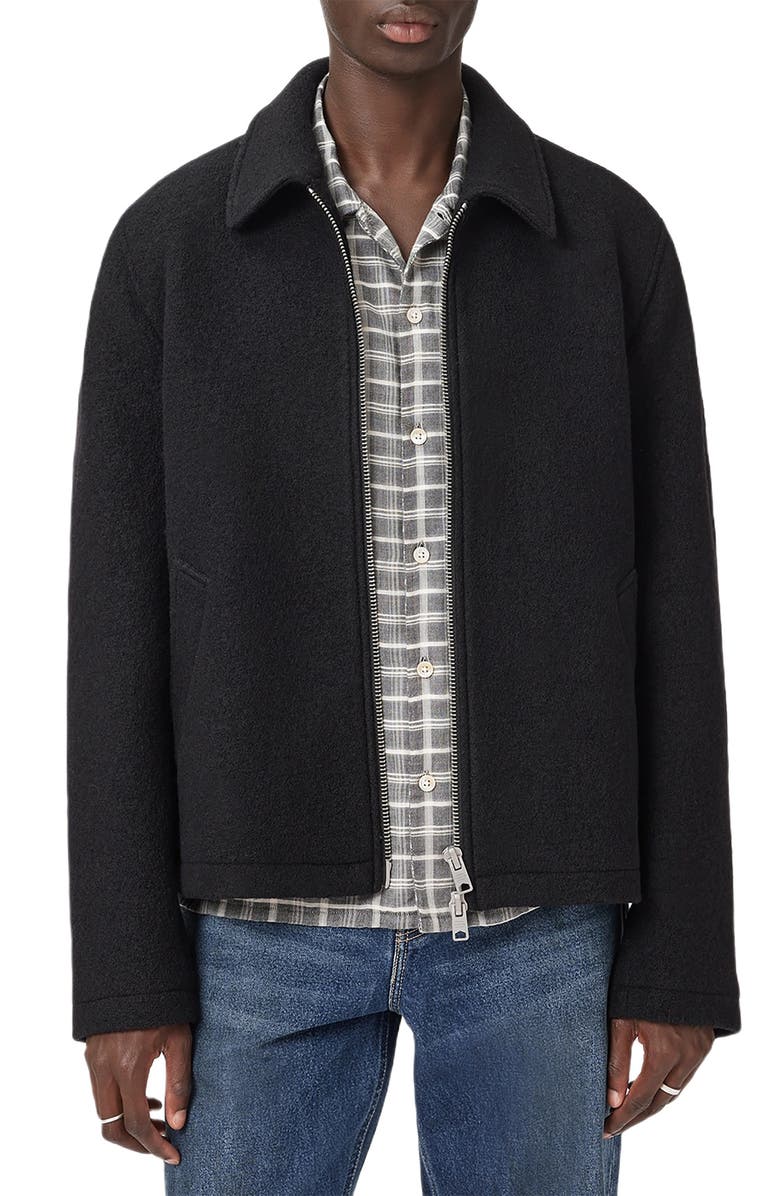 AllSaints Celeste Crop Boiled Wool Jacket, Alternate, color, Black