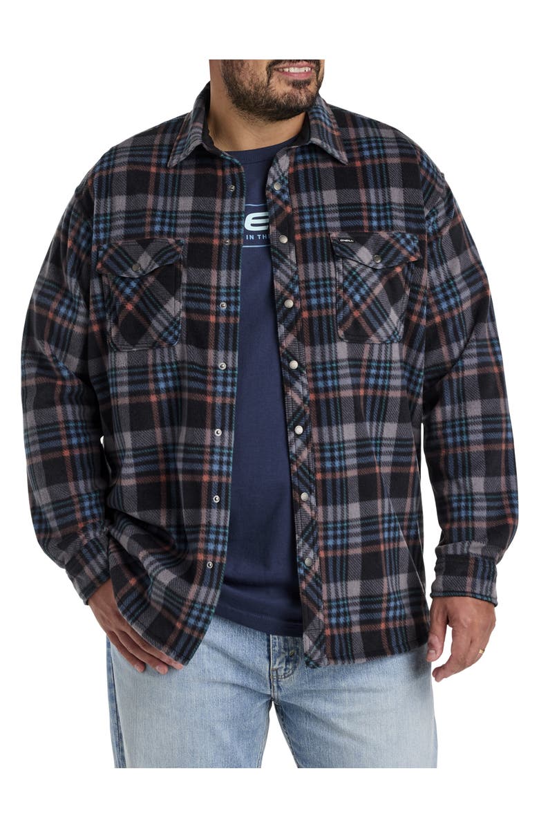O'Neill Big & Tall Glacier Plaid Superfleece Flannel Sport Shirt, Main, color,