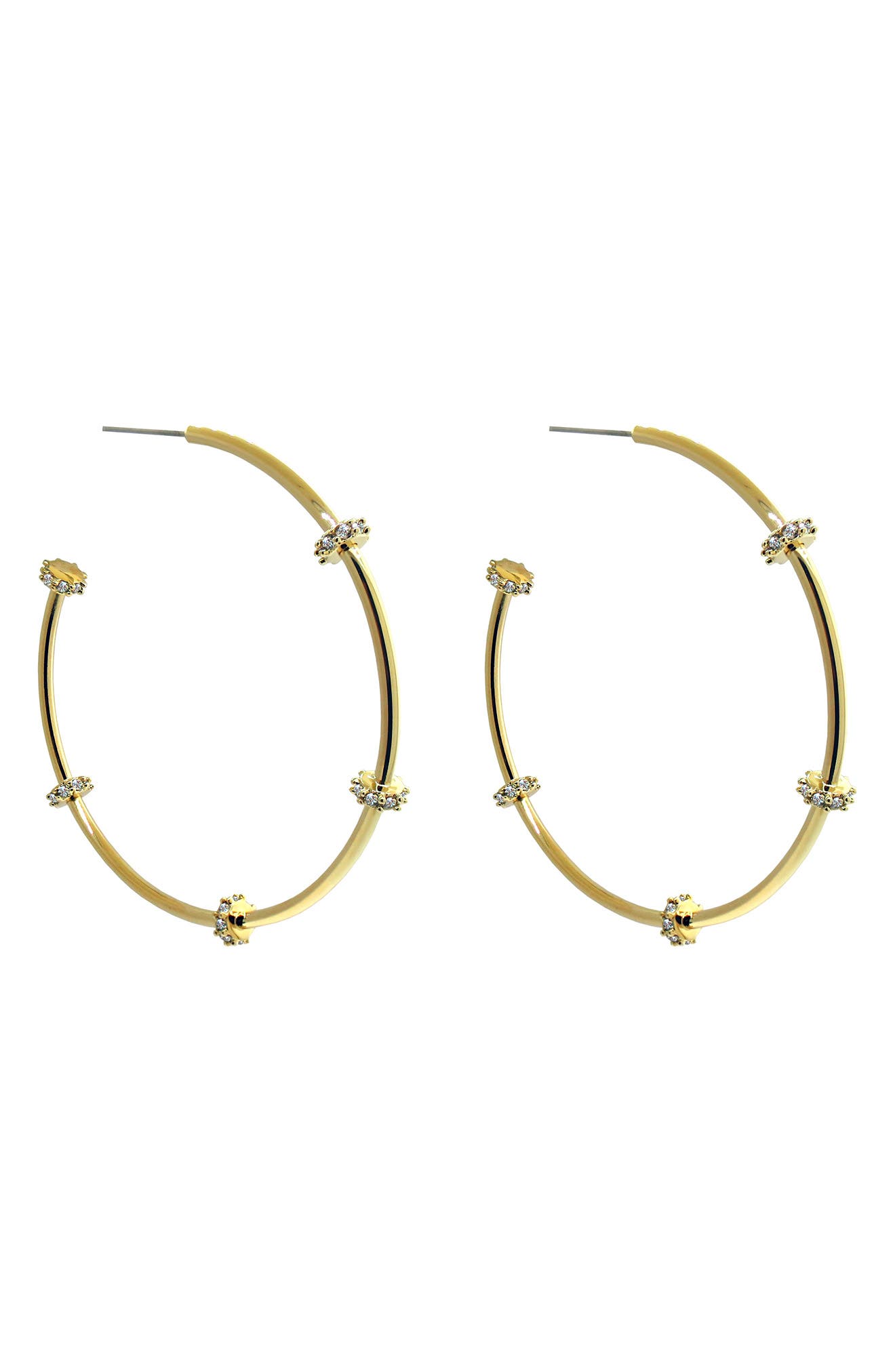 Liza Schwartz Stella 18K Gold Plated CZ Station Hoop Earrings