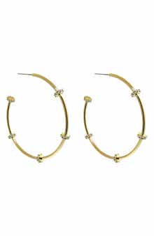 Liza Schwartz Stella 18K Gold Plated CZ Station Hoop Earrings