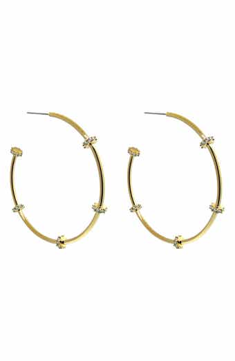 Liza Schwartz Stella 18K Gold Plated CZ Station Hoop Earrings