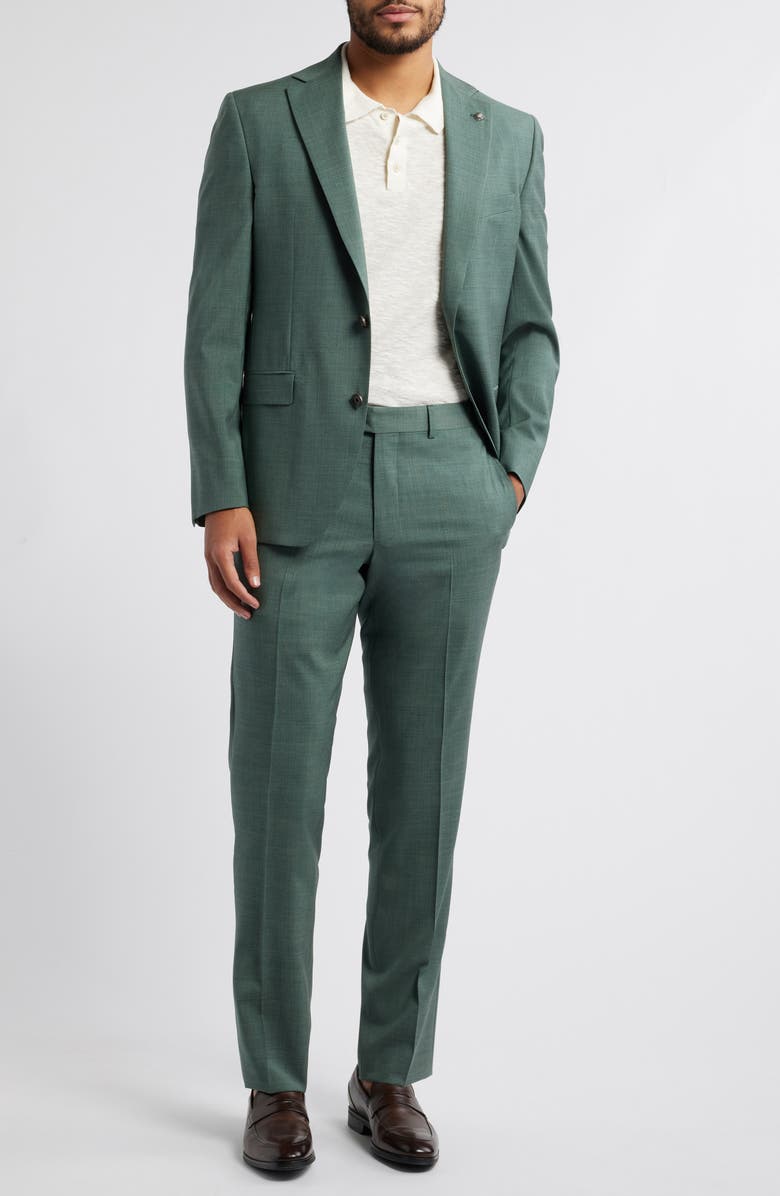 Jack Victor Esprit Solid Green Wool Twill Suit, Main, color, Olive
