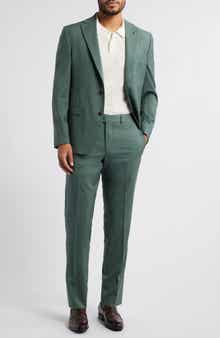 Esprit Solid Green Wool Twill Suit