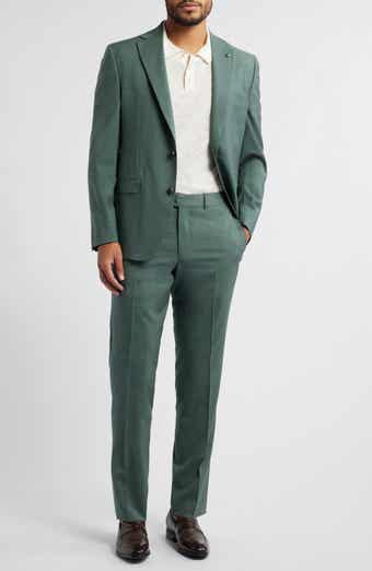 Esprit Solid Green Wool Twill Suit
