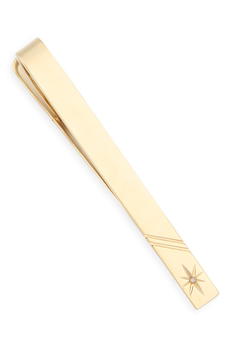 Cubic Zirconia Tie Bar, Main, color, GOLD