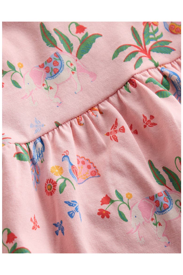 Eyelet Trim Cotton Jersey Dress & Bloomers Set, Alternate, color, PINK TROPICAL ANIMALS