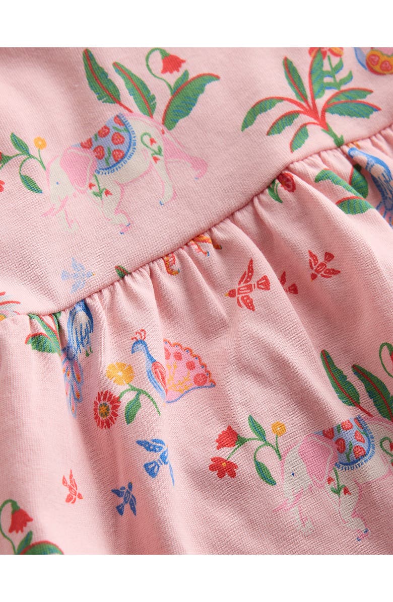 Mini Boden Eyelet Trim Cotton Jersey Dress & Bloomers Set, Alternate, color, Pink Tropical Animals