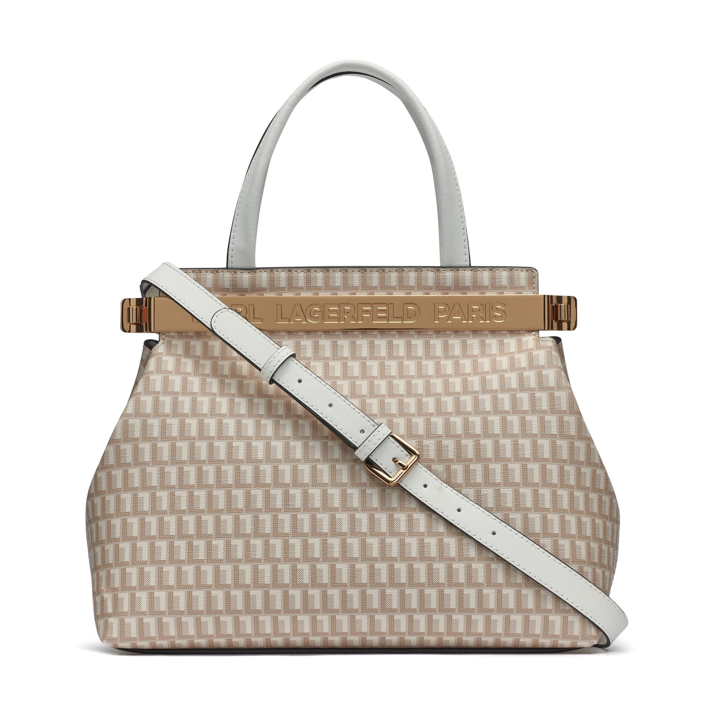 KARL LAGERFELD PARIS Jacqueline Satchel, Main, color, Vanilla Khaki/Winter White
