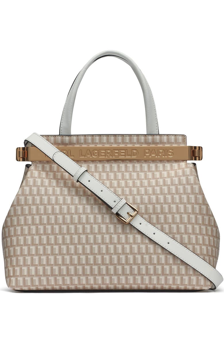 KARL LAGERFELD PARIS Jacqueline Satchel, Main, color, Vanilla Khaki/Winter White