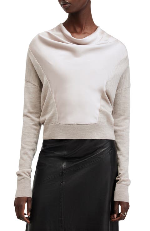 Myra Cowl Neck Mixed Media Wool Sweater