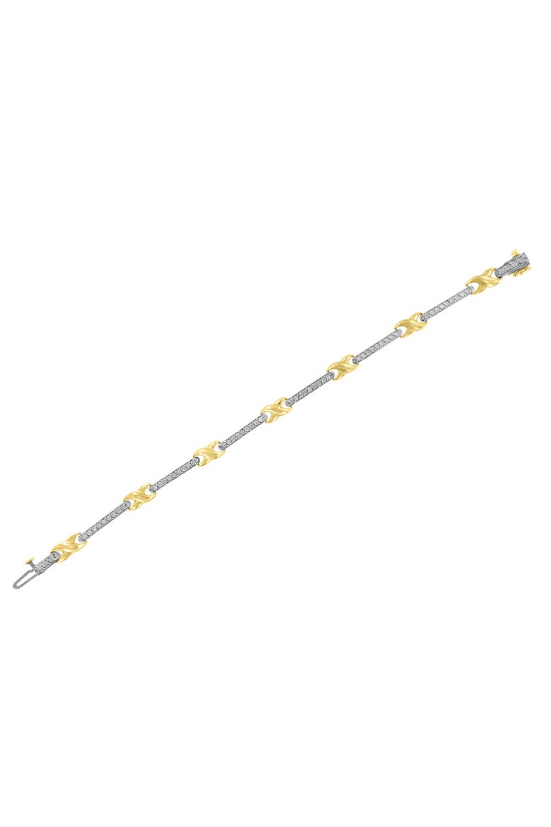10K Yellow Gold 1.00 Cttw Pave Set Diamond Bar and X-Link Bracelet, Alternate, color, Yellow