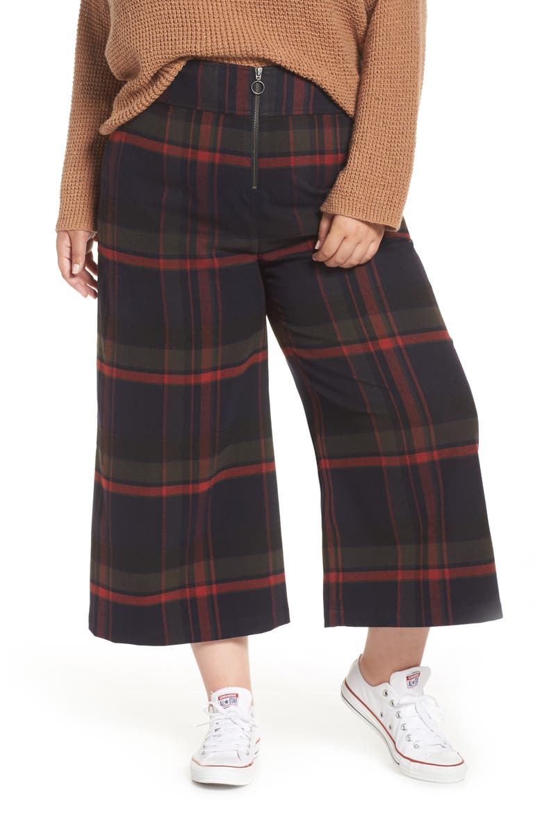 High Rise Plaid Crop Pants, Alternate, color, NAVY MARITIME JESSA PLAID