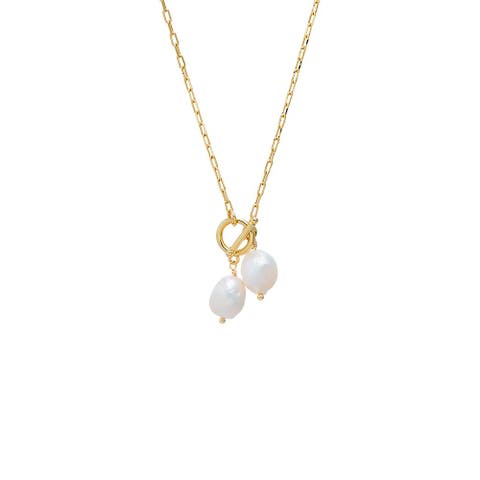 Twin Pearl Toggle Necklace