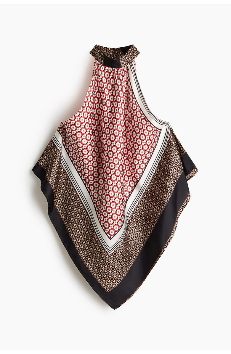 H&M Halterneck Top, Main, color, Navy Blue/Patterned