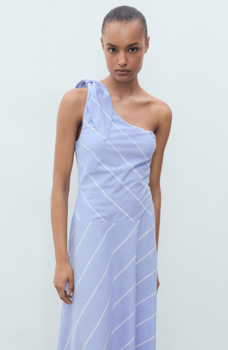 MANGO Asymmetric Stripe A-Line Dress, Alternate, color, Blue