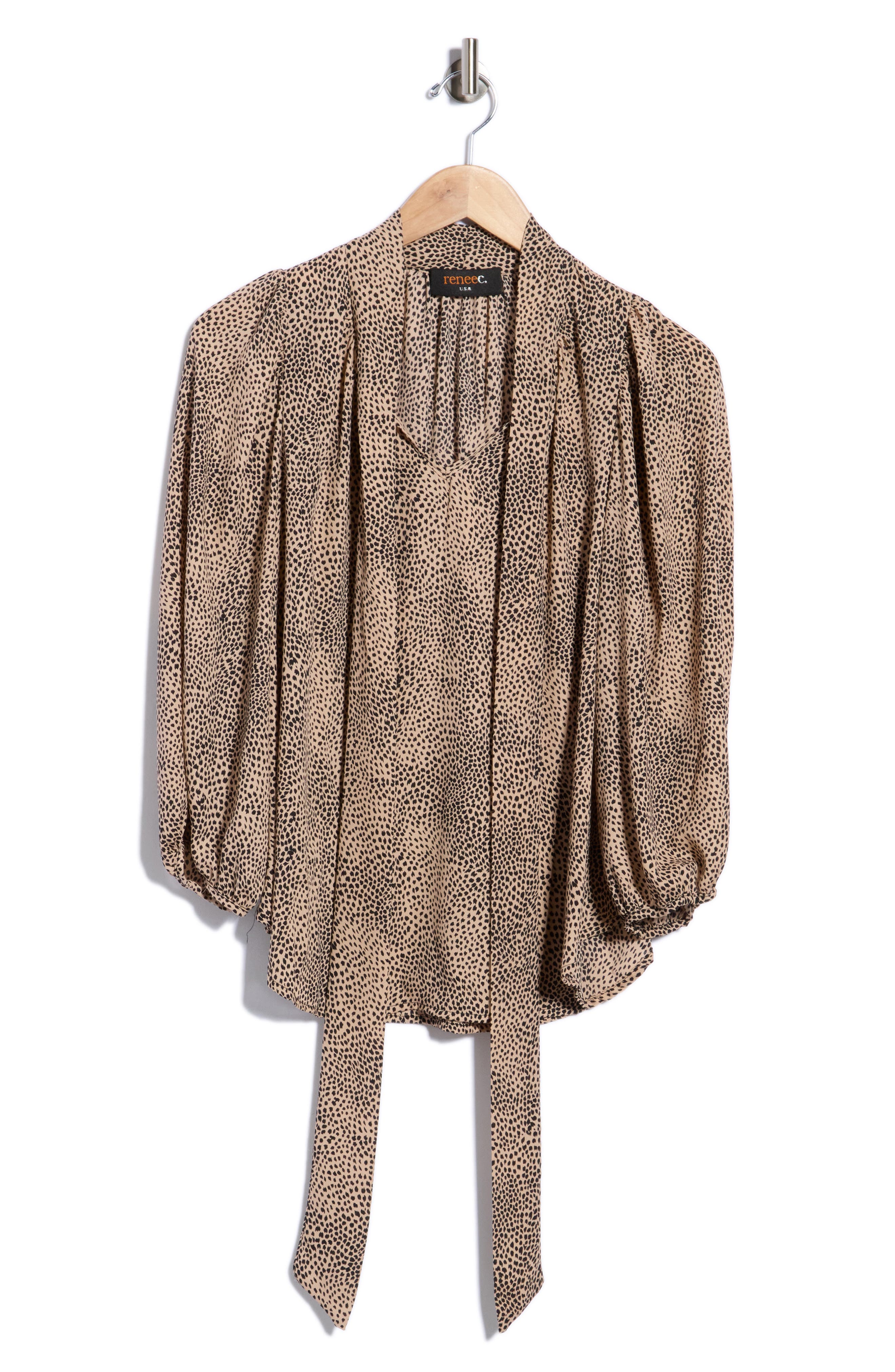 Animal Printed Tie Neck Blouse