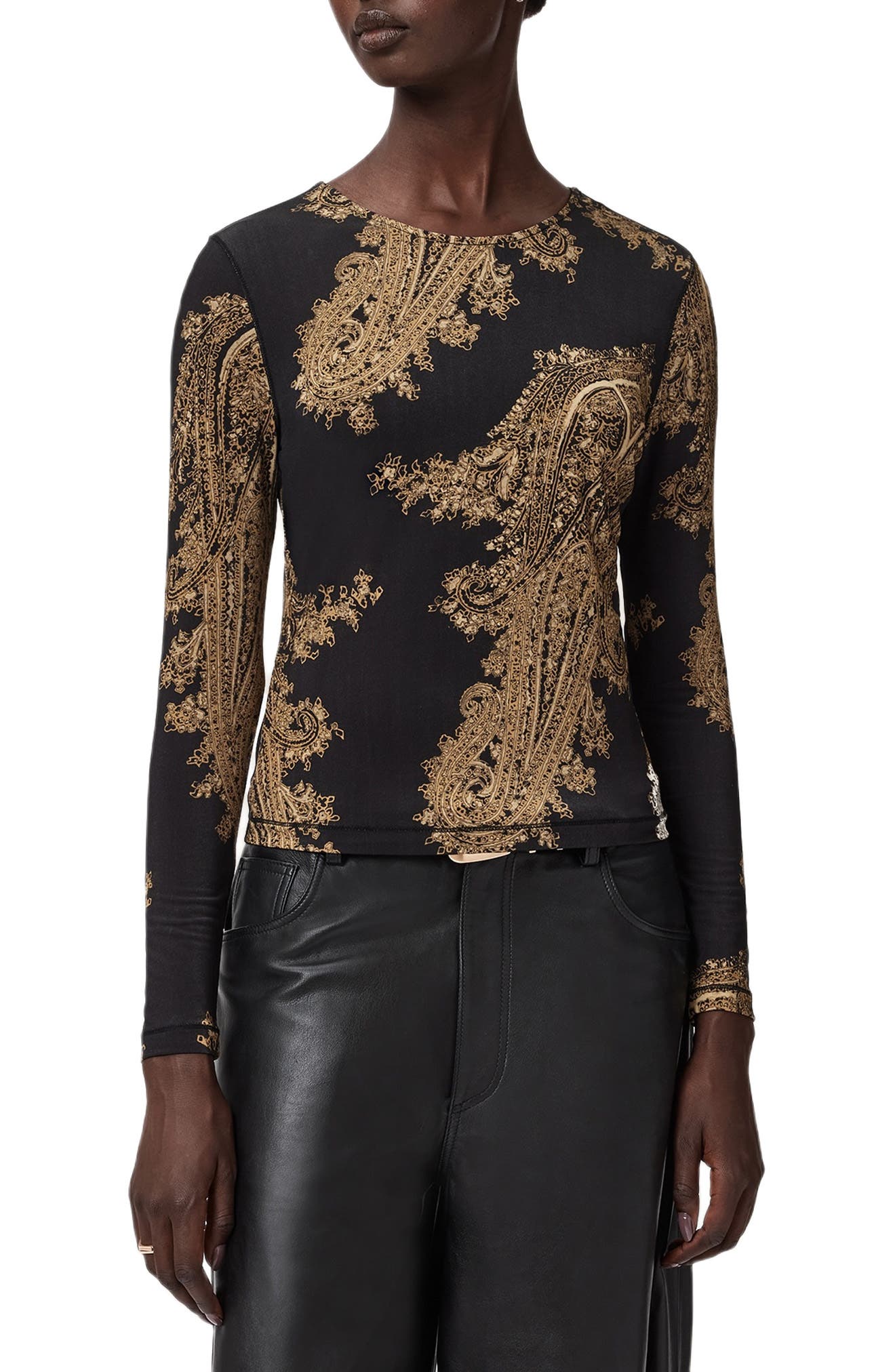 AllSaints Katlyn Paisley Print Knit Top